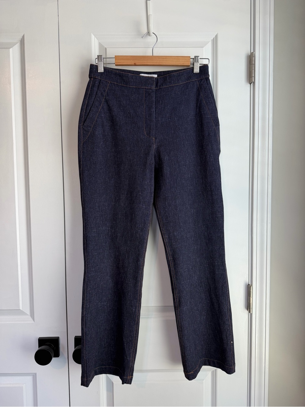 Pearl by Lela Rose Stretch Denim Deedie Pant Dark Blue Size 6